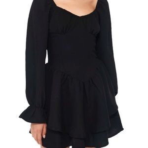 Cider solid ruffle sleeve mini dress